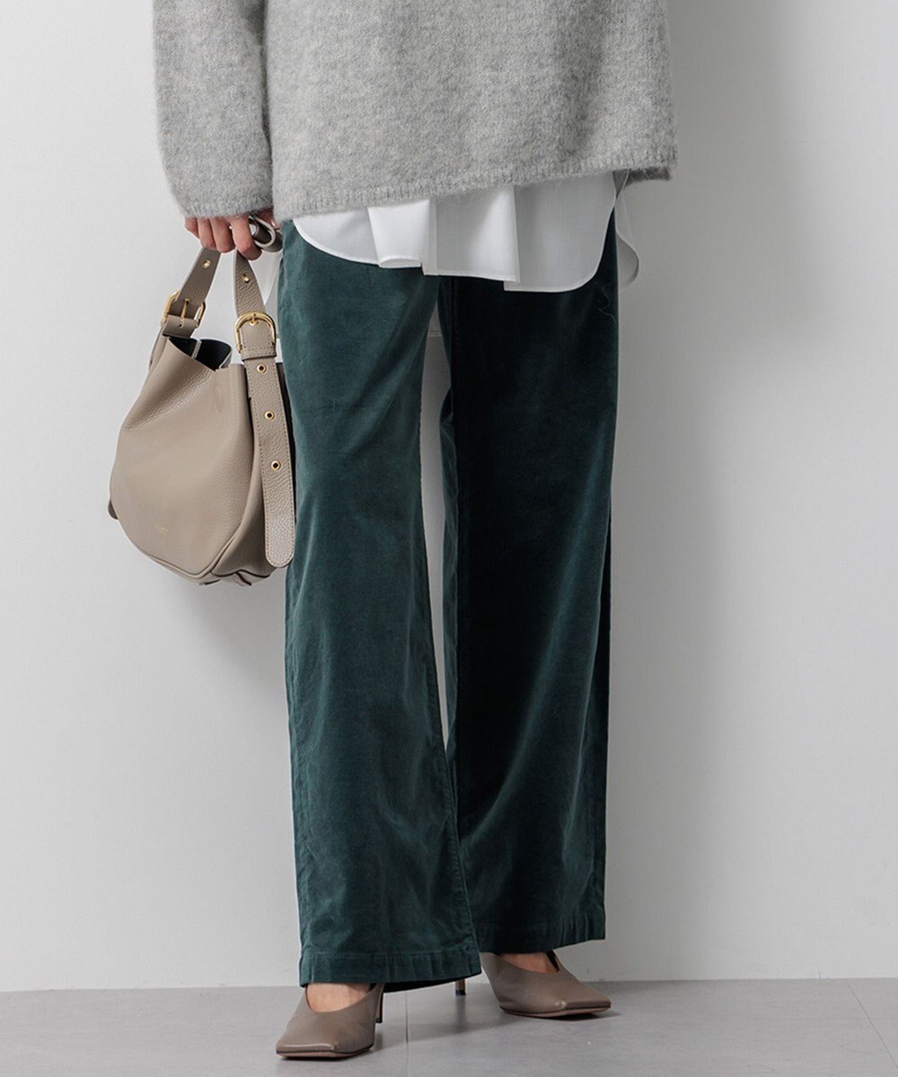 23区 【洗える】23区DENIM ベルベットストレッチ ワイドパンツ 