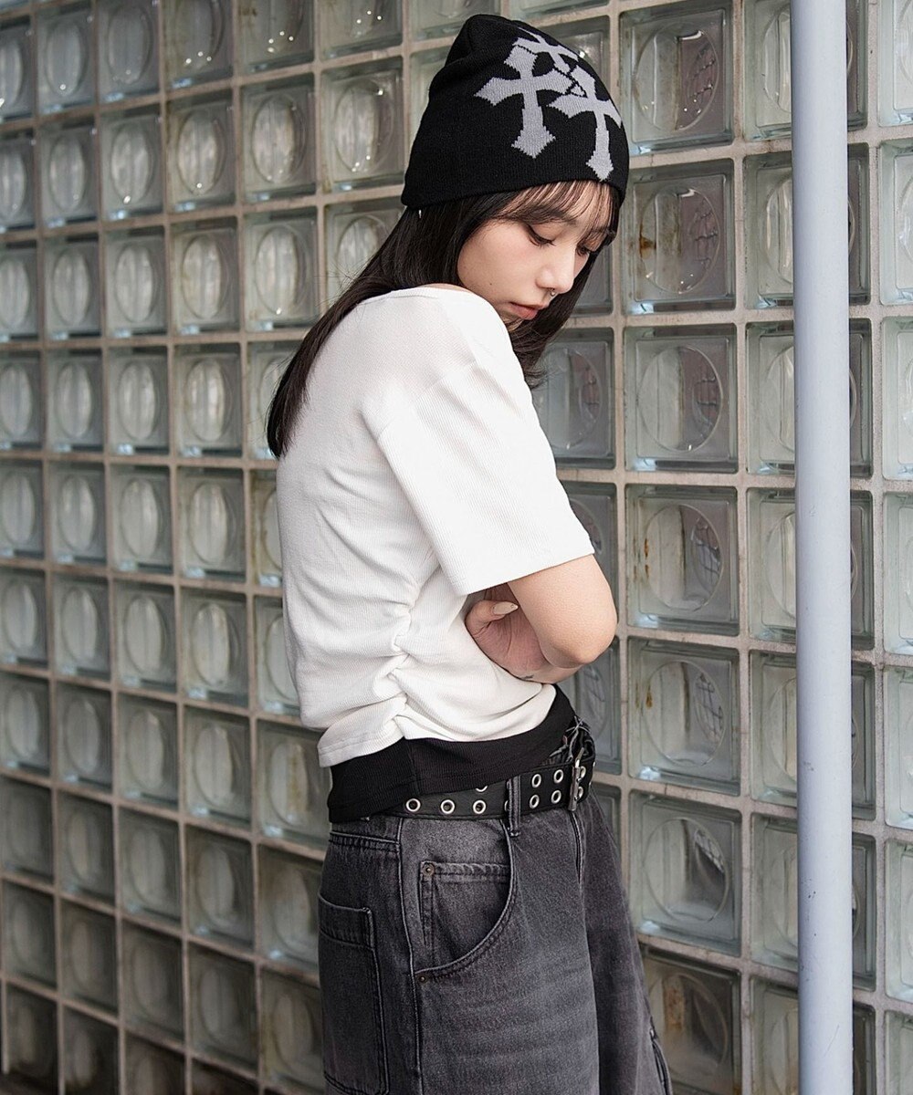 WEGO レイヤードキーネック半袖T 