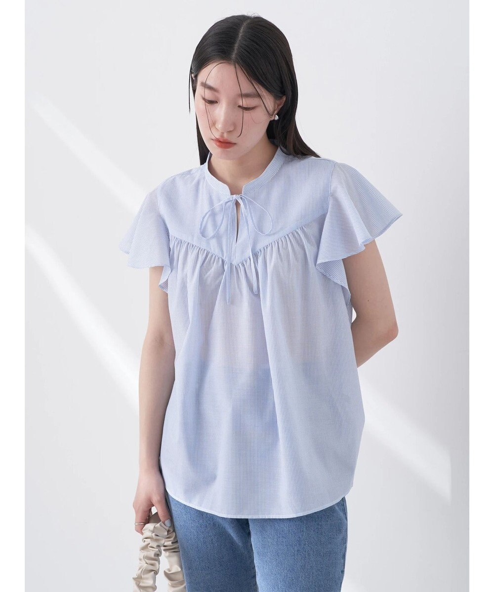 earth music&ecology ギャザーフレンチスリーブブラウス 