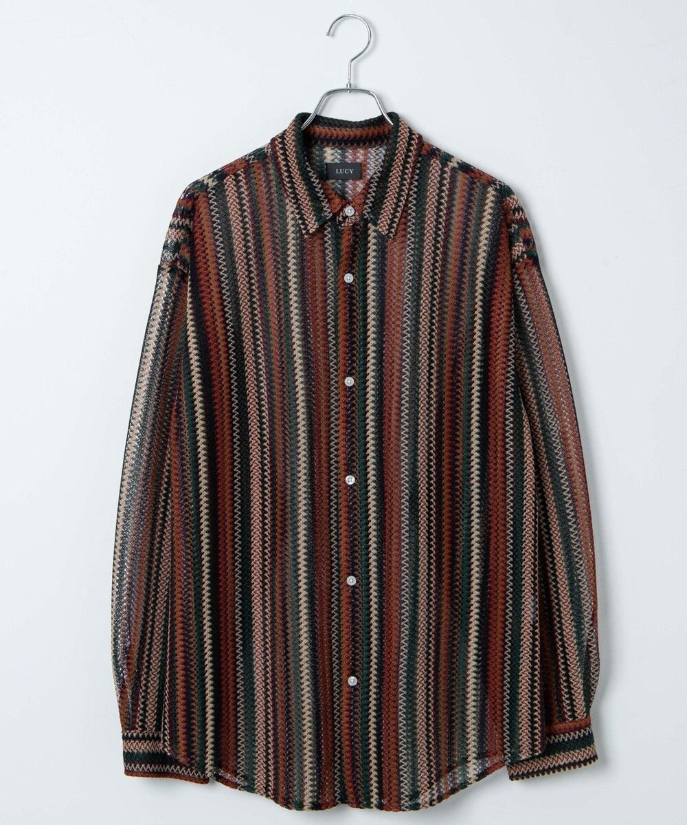 WEGO 【ユニセックス着用ITEM】ストライプメッシュBIGシャツ 