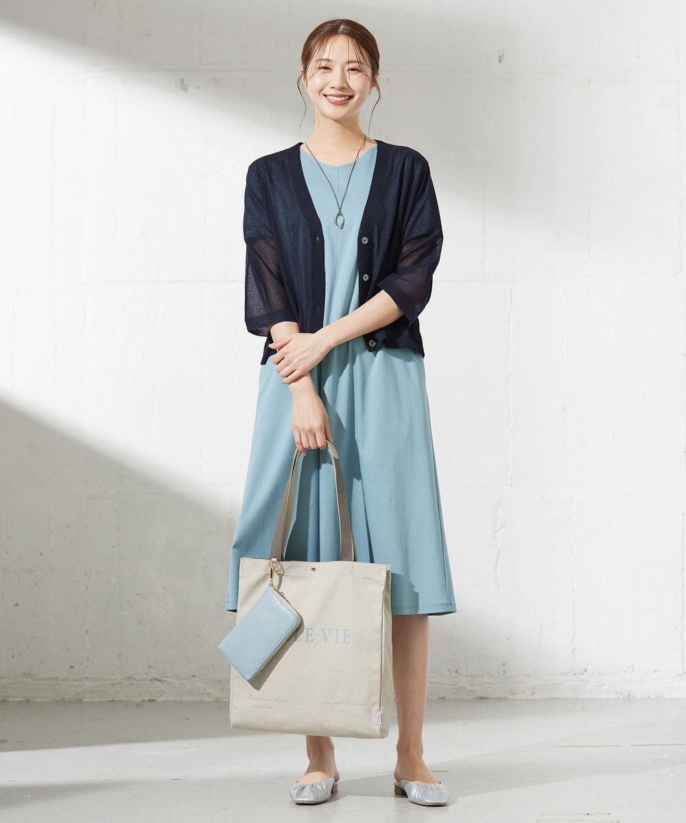 J.PRESS LADIES L 【洗える】シアーライトニット Vネック カーディガン 