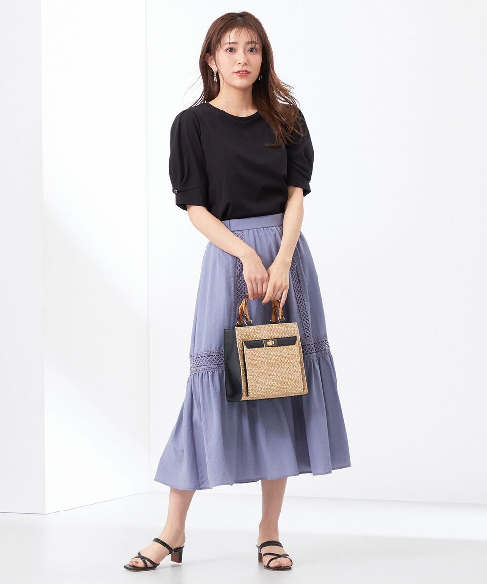 ANY SIS 【UVケア】プレーティングジャージー タックスリーブ カットソー 