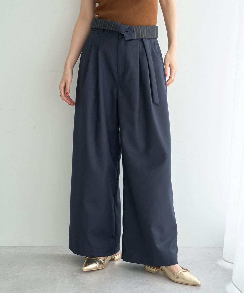 YECCA VECCA ベルト付き2wayタックワイドパンツ 