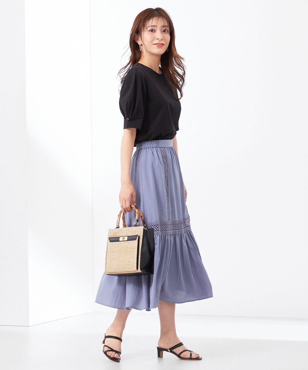 ANY SIS 【UVケア】プレーティングジャージー タックスリーブ カットソー 