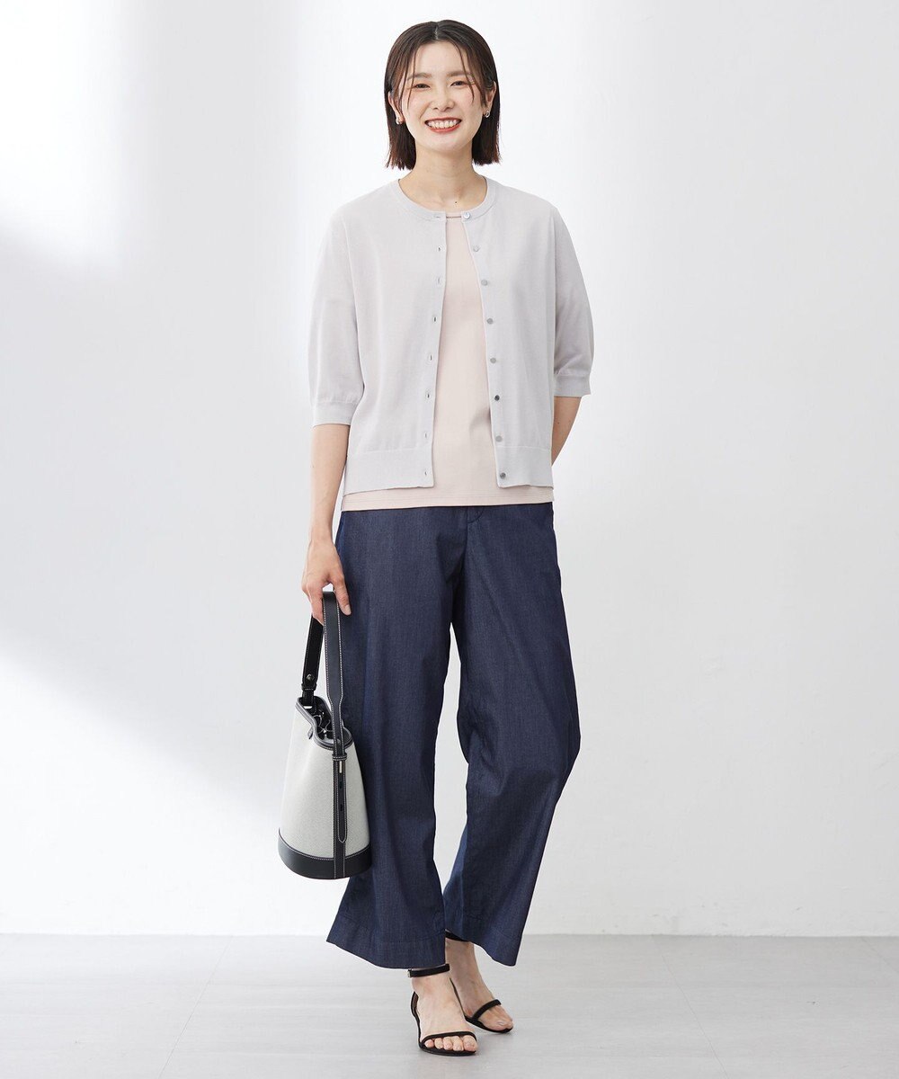 J.PRESS LADIES L 【洗える・抗菌防臭】COTTON ACETATE DRY クルーネック カーディガン 