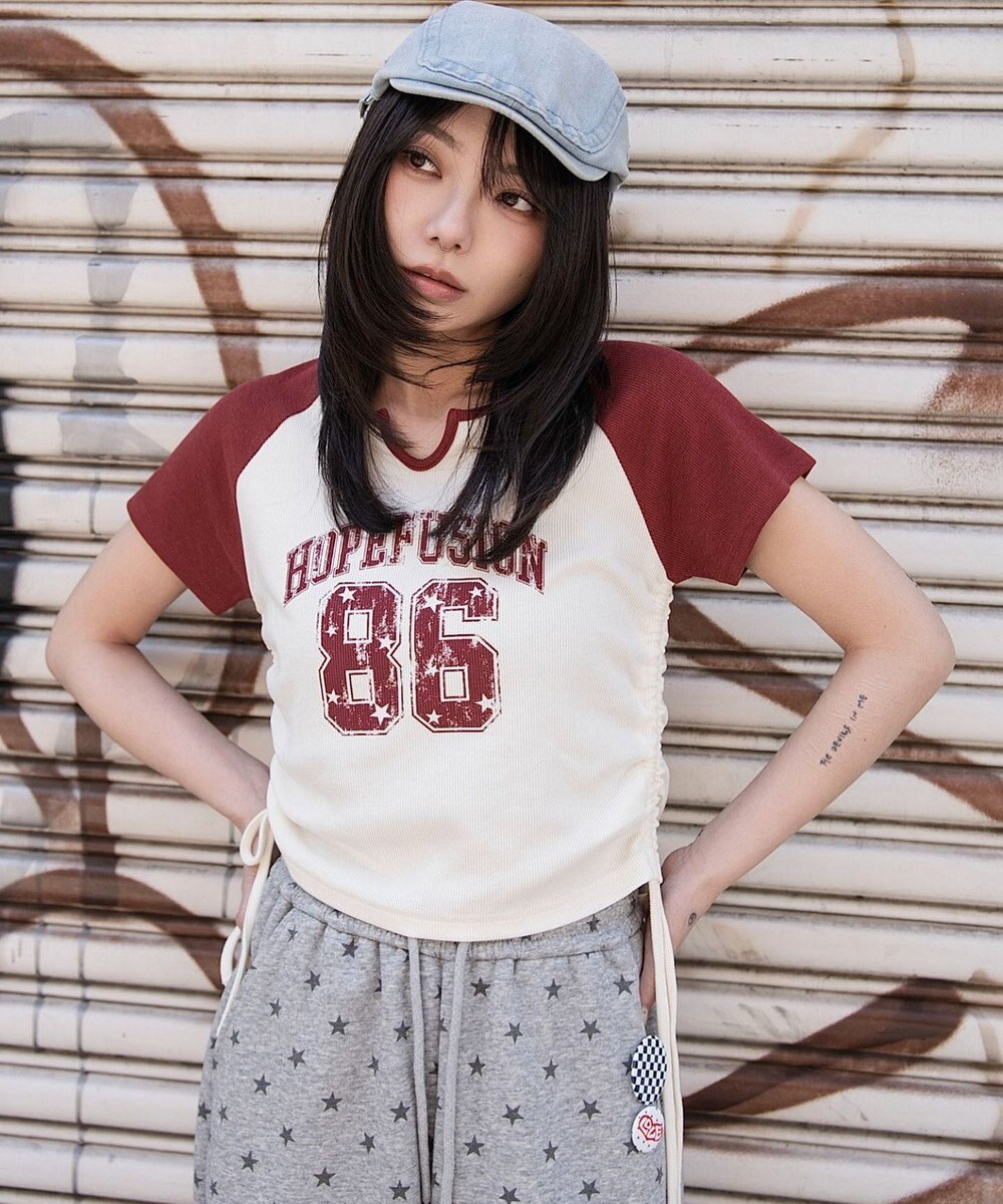 WEGO キーネックサイドレースアップちびT 