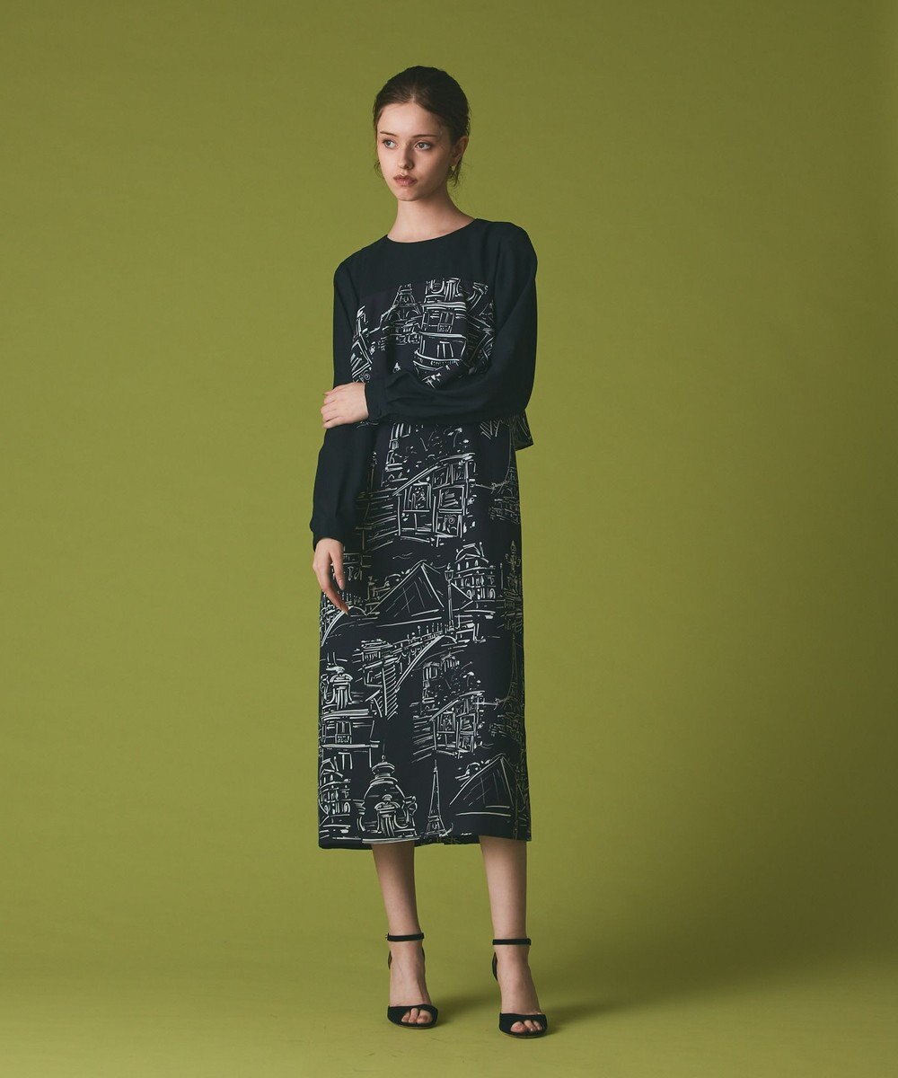 GRACE CONTINENTAL プリントコンビドレス 