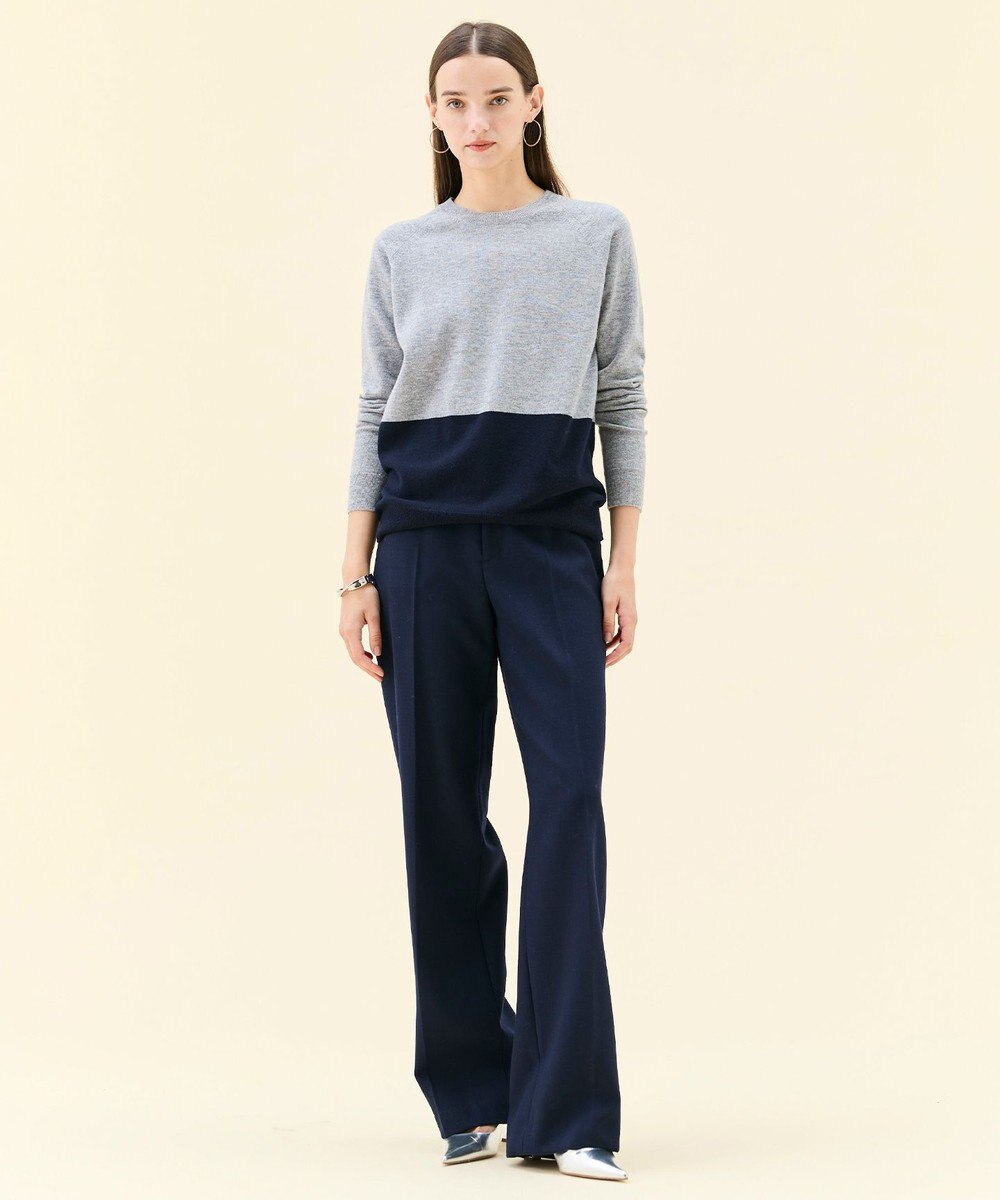 BEIGE， 【WEB限定・洗える】DEMING / バイカラーウールクルーネックニット 