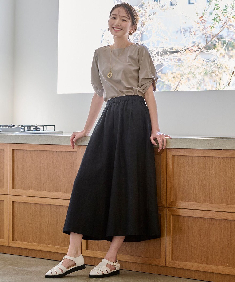 ANY 【接触冷感】シルケットスムース タックスリーブトップス 