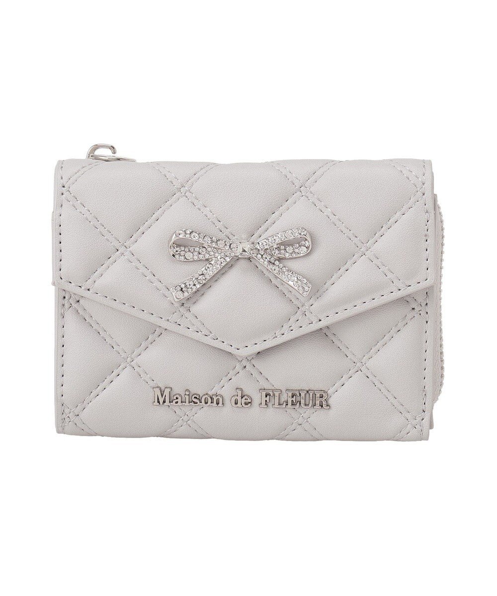 Maison de FLEUR リボンビジューキルティングウォレット 