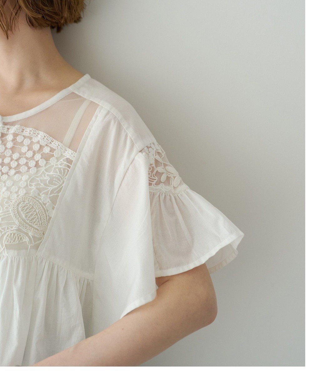 YECCA VECCA 刺繍レースブラウス 