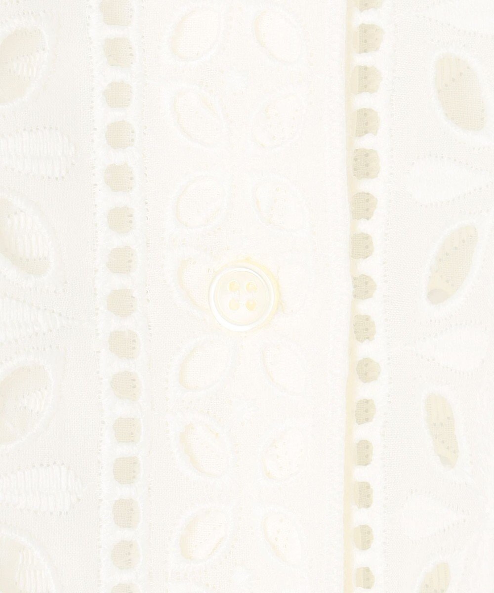 ICB 【洗える】ストライプエンブロイダリー クロップドシャツ 