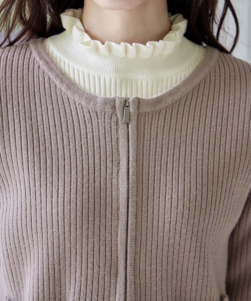 Tiaclasse L 【洗える】ダブルジップリブ編みカーディガン 