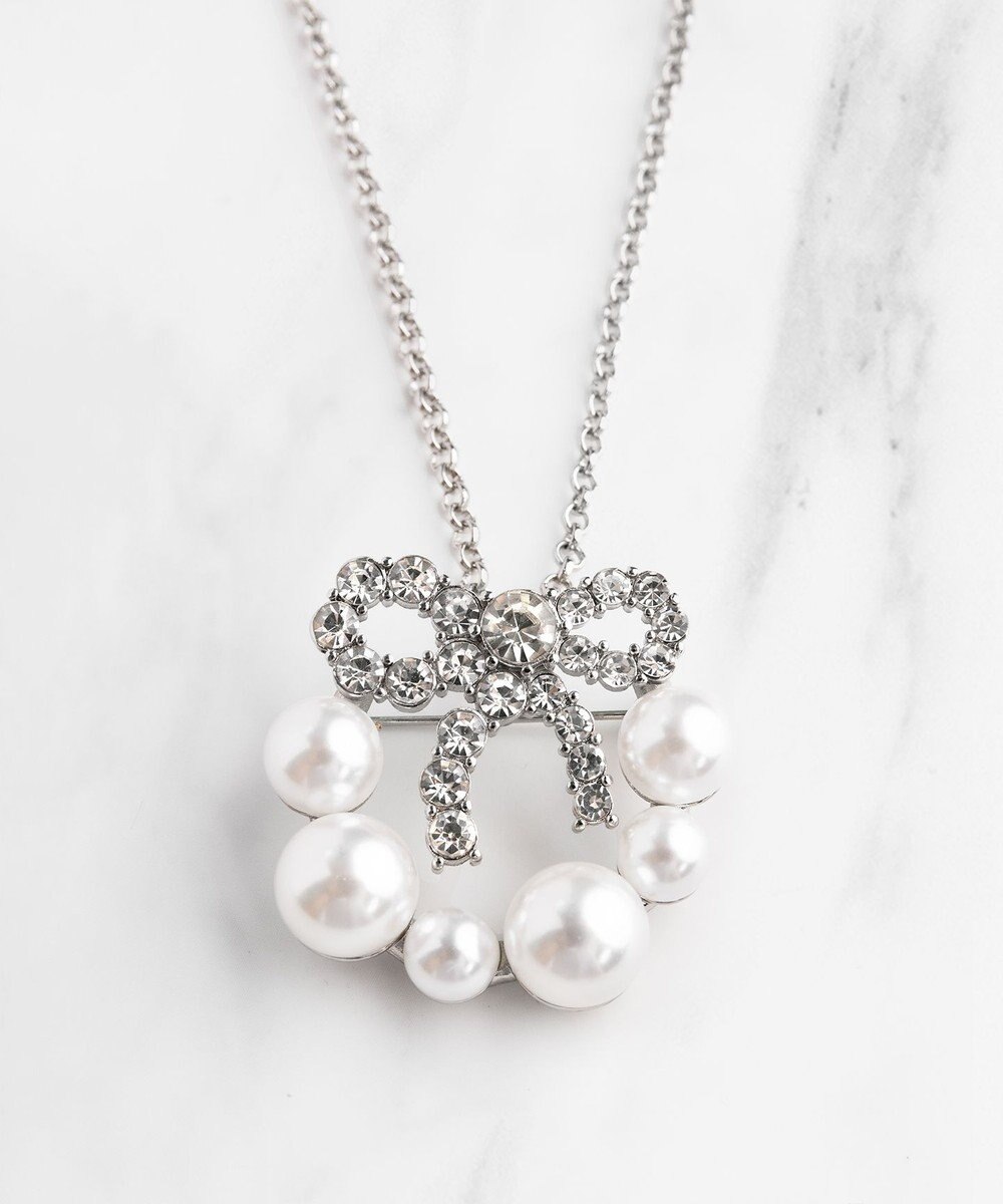 TOCCA 【2WAY】PROMISE PEARL RIBBON BROOCH NECKLACE ブローチ ネックレス シルバー系