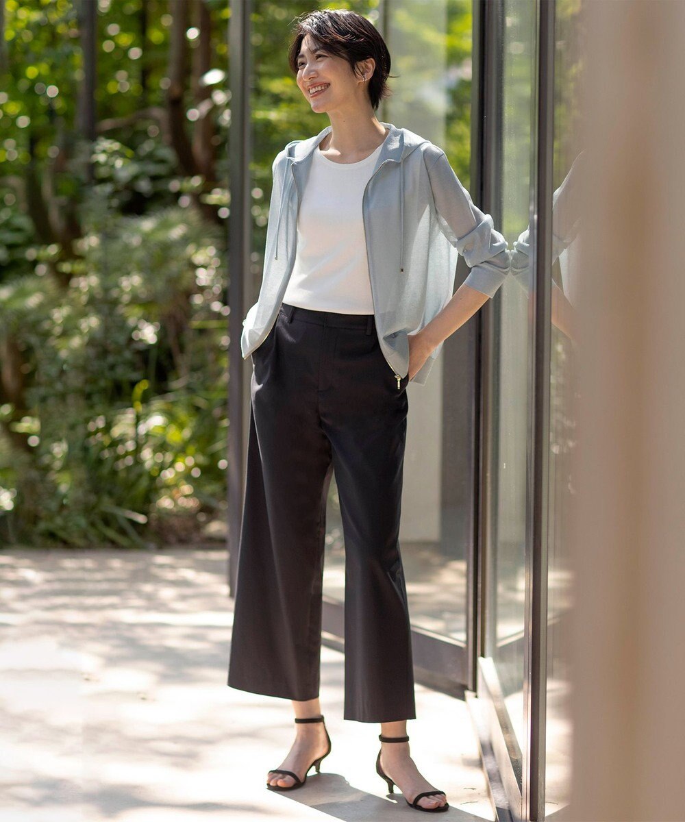 J.PRESS LADIES L 【洗える】シアーライトニット パーカー 