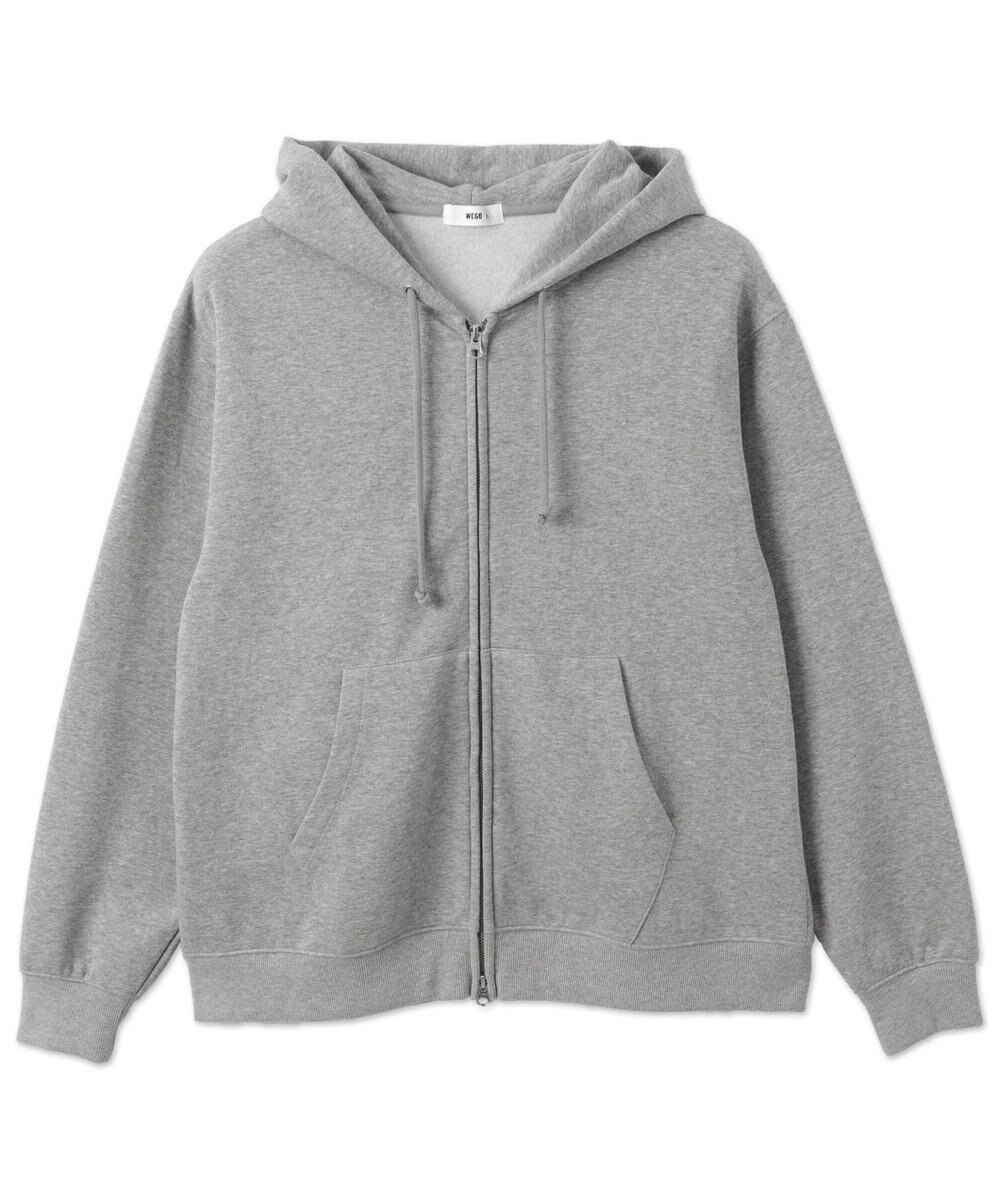WEGO 【ユニセックス着用ITEM/裏起毛/SMLサイズ展開】リラックスフィットバックロゴジップパーカー 