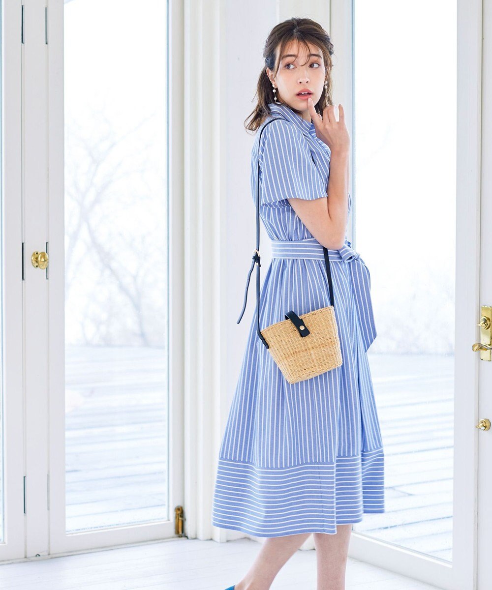 Tiaclasse L 【洗える】フレアスリーブシャツワンピース 