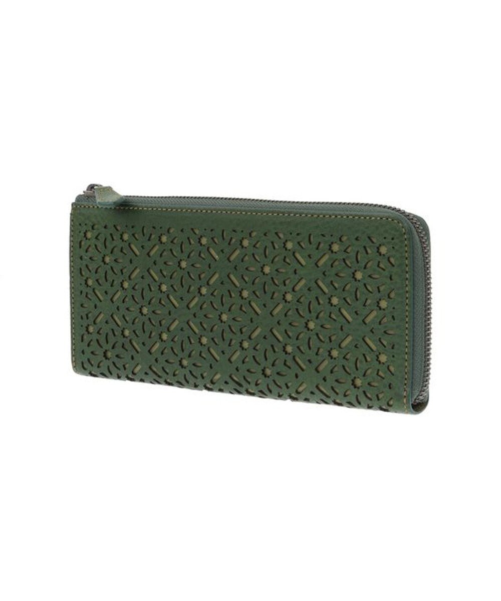 genten ダイヤカットワーク　Lファスナー長財布 