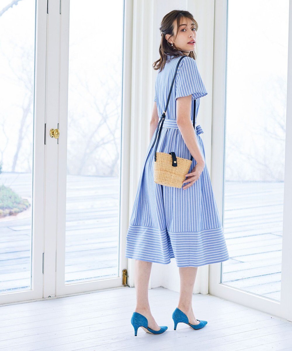 Tiaclasse L 【洗える】フレアスリーブシャツワンピース 