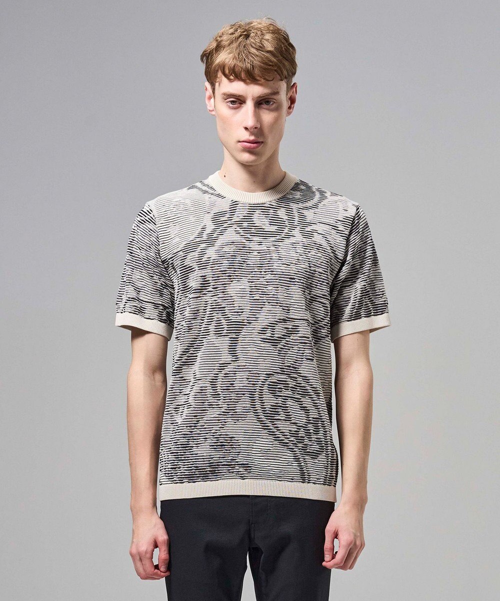 JOSEPH HOMME オリエンタルブラインドジャガード　クルーネック半袖ニットTEE 