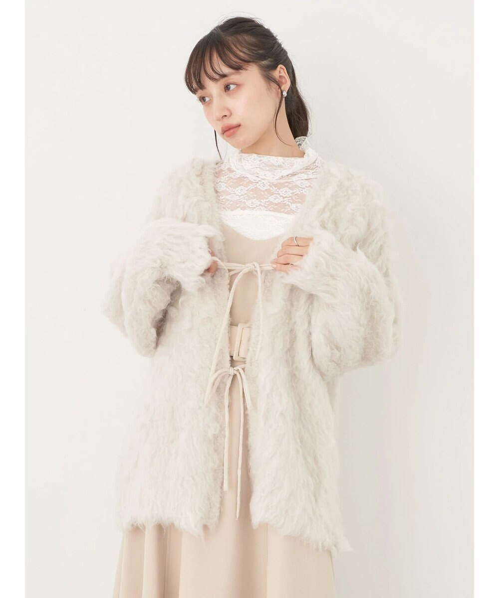 earth music&ecology 起毛リボンニットカーディガン 