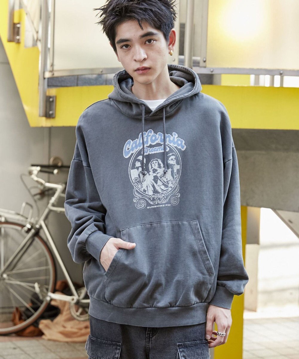 WEGO 【ユニセックス着用ITEM】ピグメントグラフィックプルパーカー 