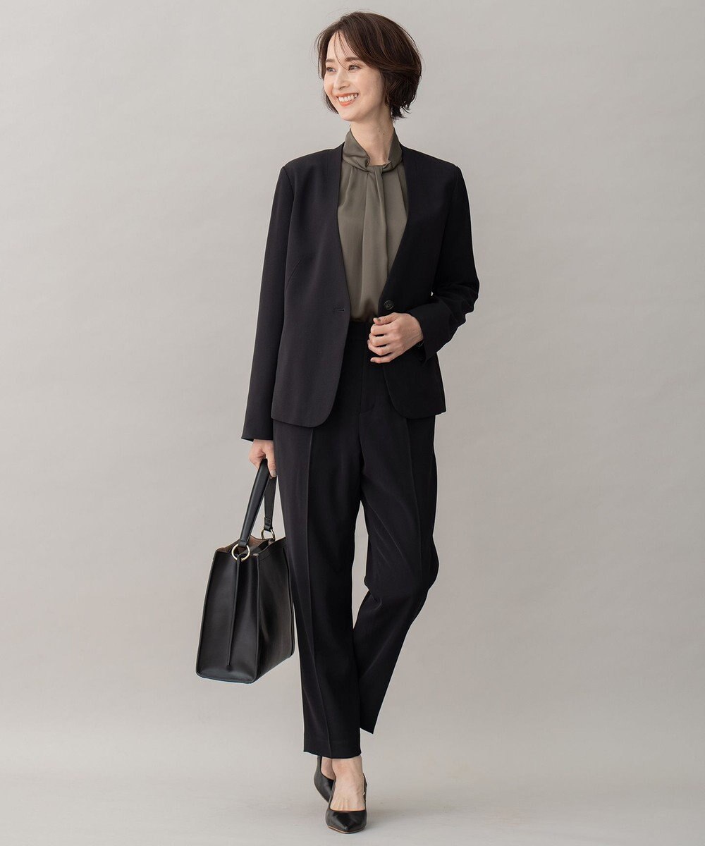 自由区 【XSサイズ～/洗える】ダブルフェイススーティング テーパードパンツ 