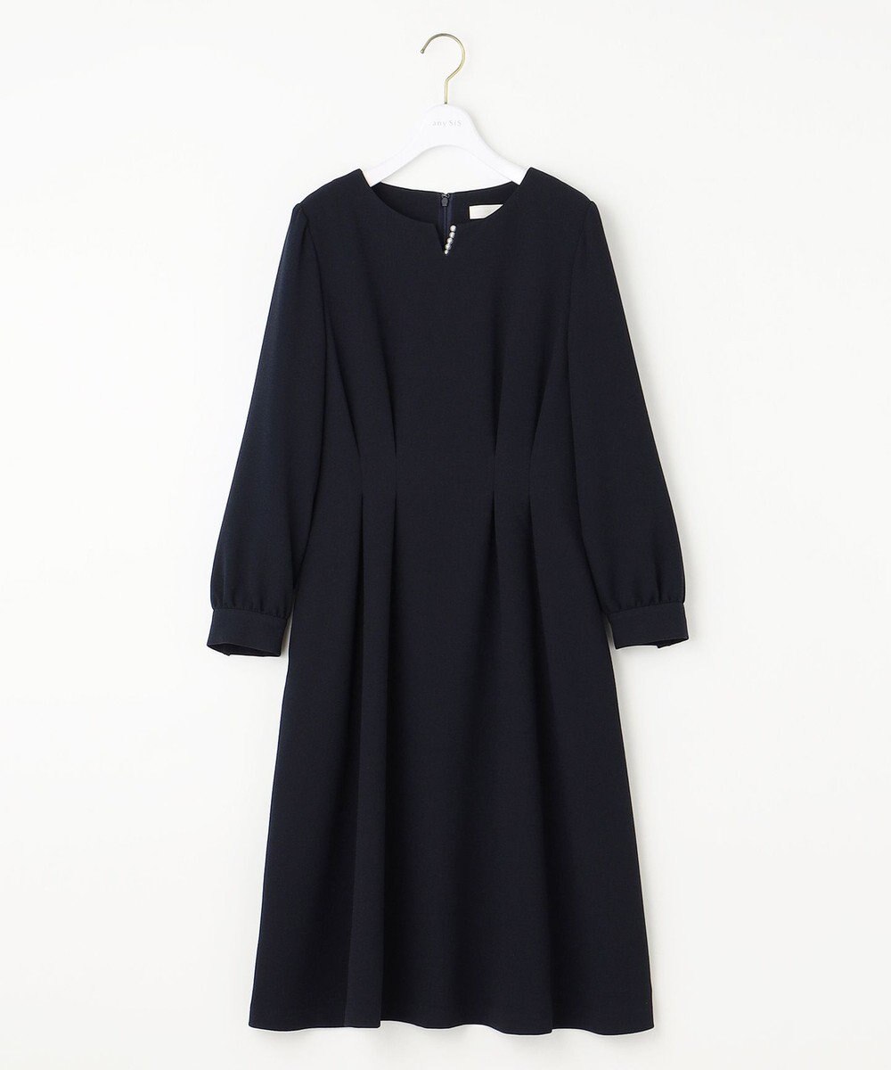 ANY SIS 【洗える】パール調ラインフレア ワンピース 