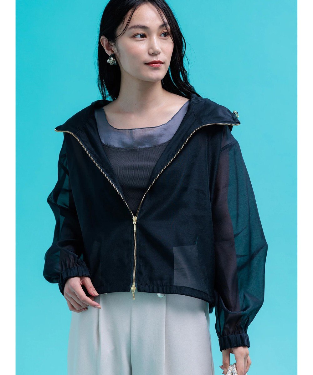 Te chichi ショートシアーフーディーブルゾン 