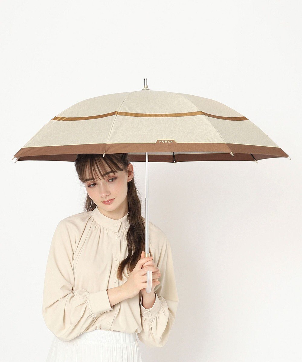 MOONBAT FURLA 晴雨兼用日傘 長傘 シャンブレー切継 ／遮光 遮熱 UV 