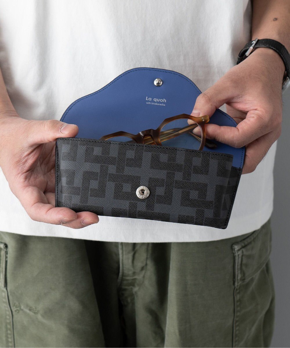 MIYABIYA La quoh with kirakaracho 角つなぎ プリントレザー 眼鏡ケース 