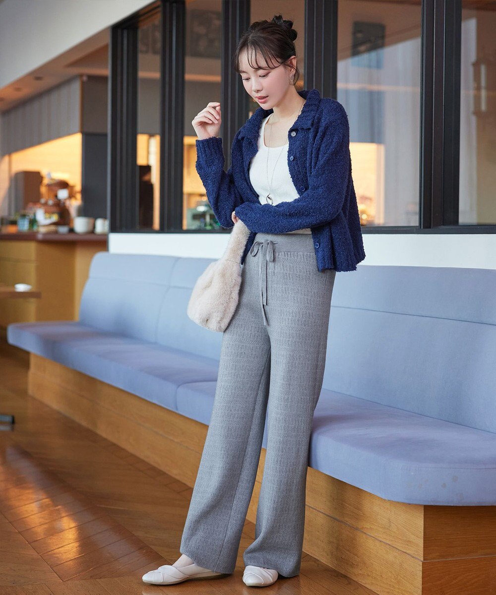 Tiaclasse 裏シャギージャガードニットパンツ 