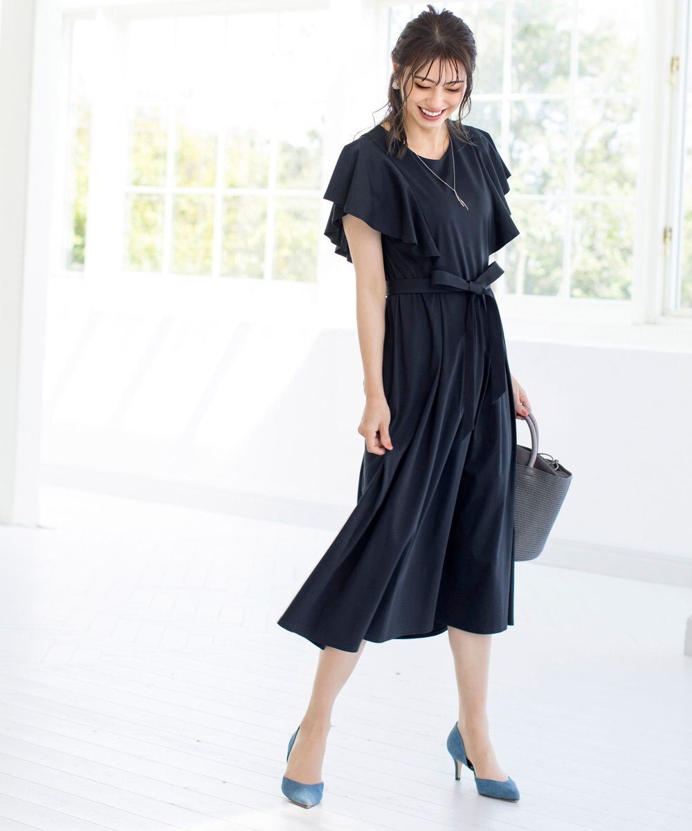 Tiaclasse L 【洗える】ストレスフリーで着用できるカットソーフレアワンピース 