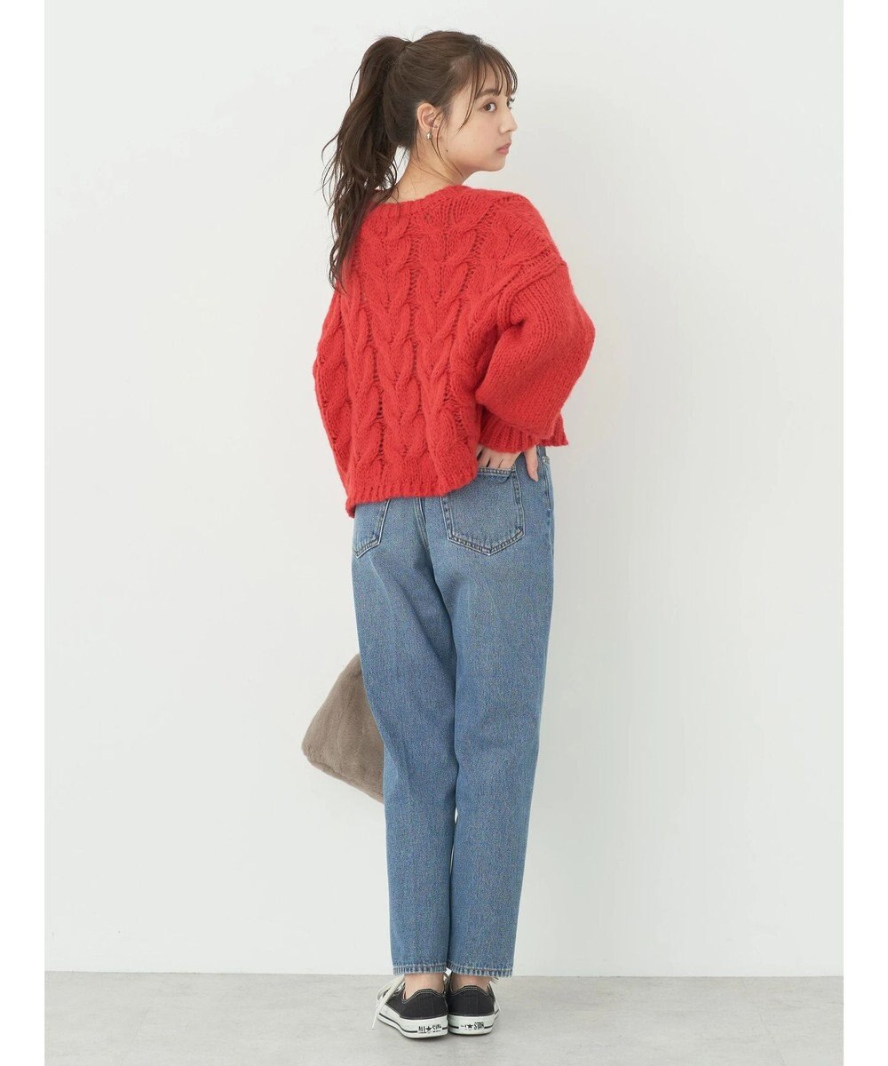 earth music&ecology ローゲージ手編み風ケーブルプルオーバー 