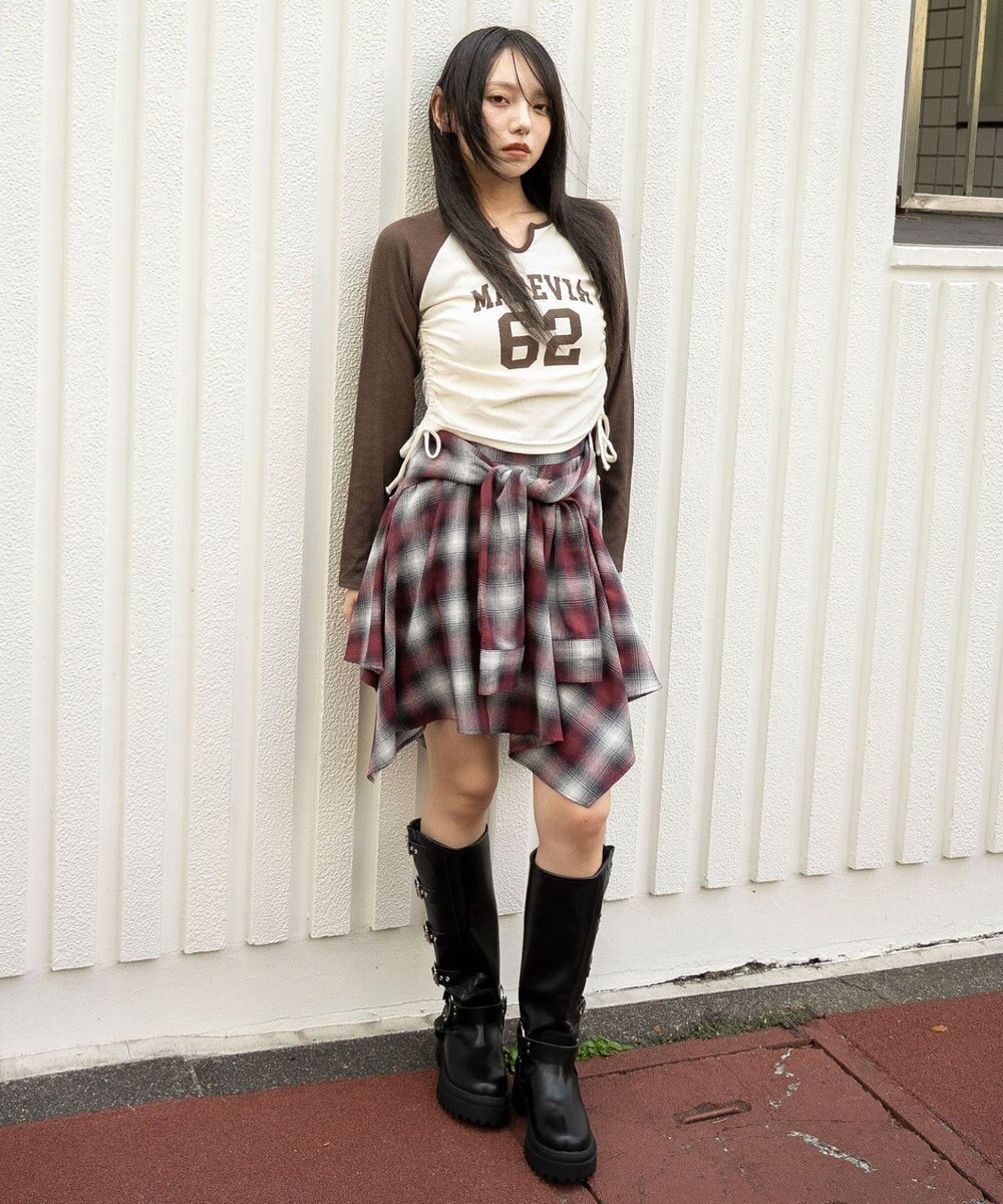 WEGO キーネックサイドドロストラグランロンT 