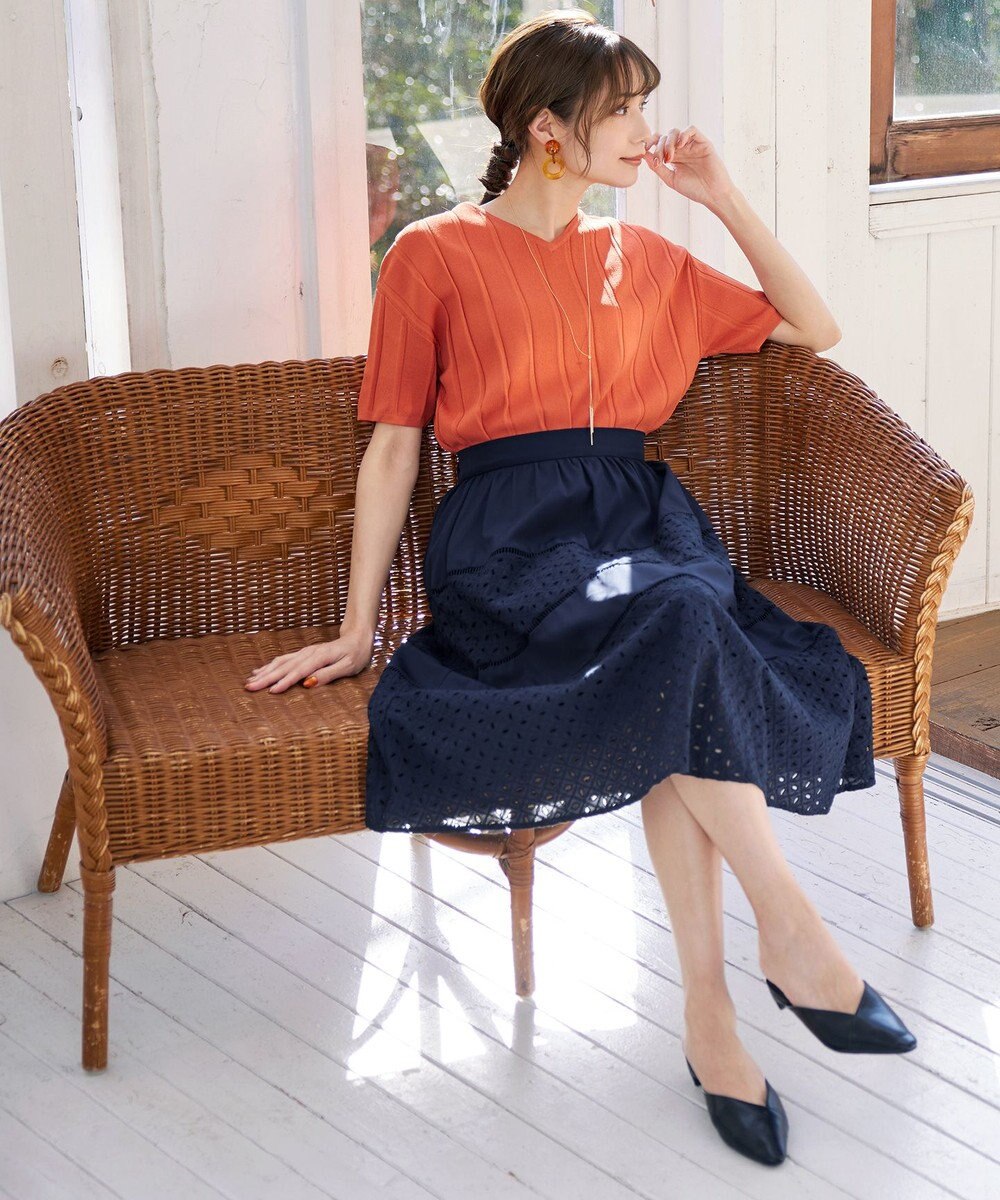 Tiaclasse L 【新色追加・洗える】幅広く活躍が期待できるレース切替スカート 