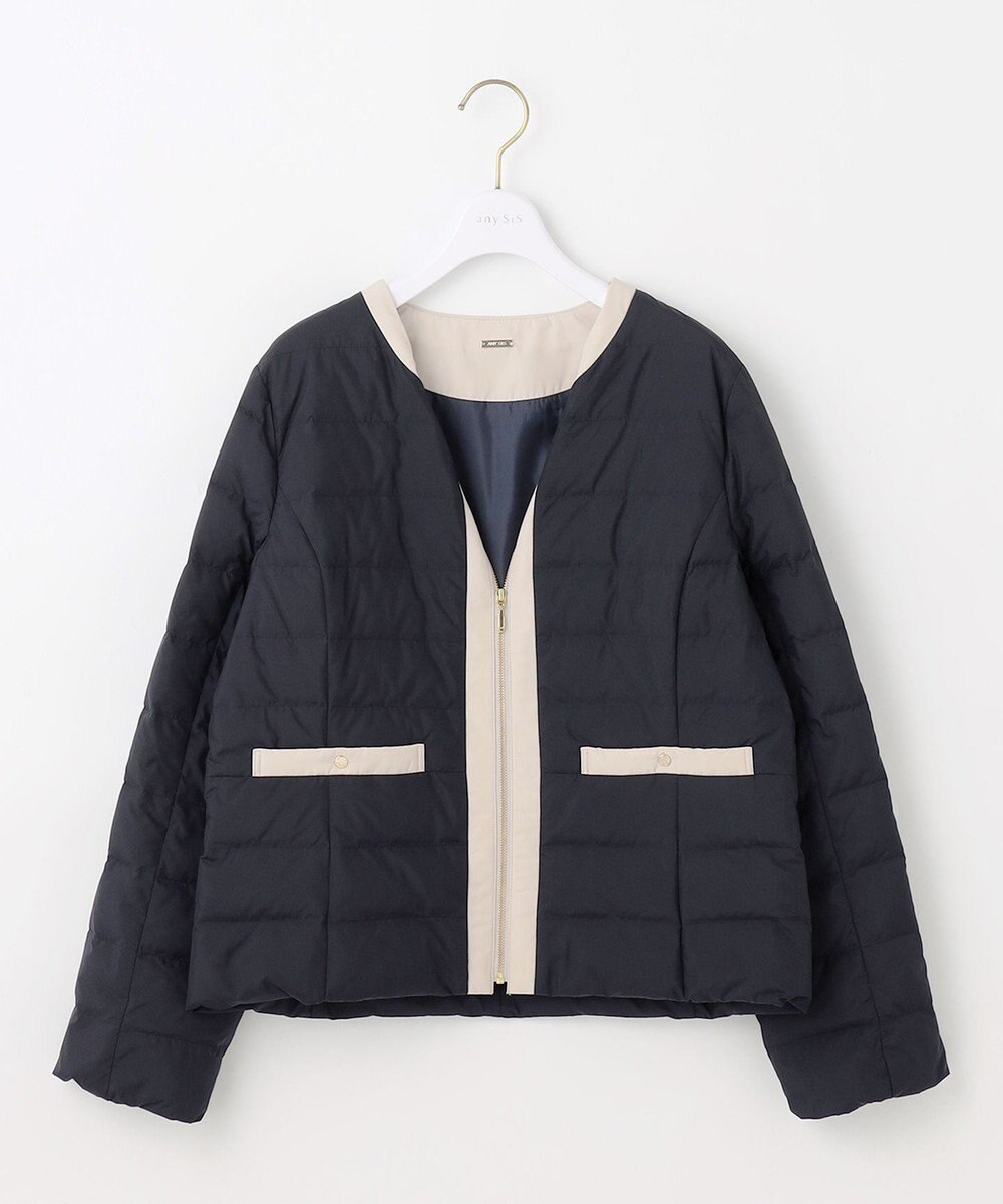 ANY SIS 【2WAY】ノーカラーダウン ジャケット 