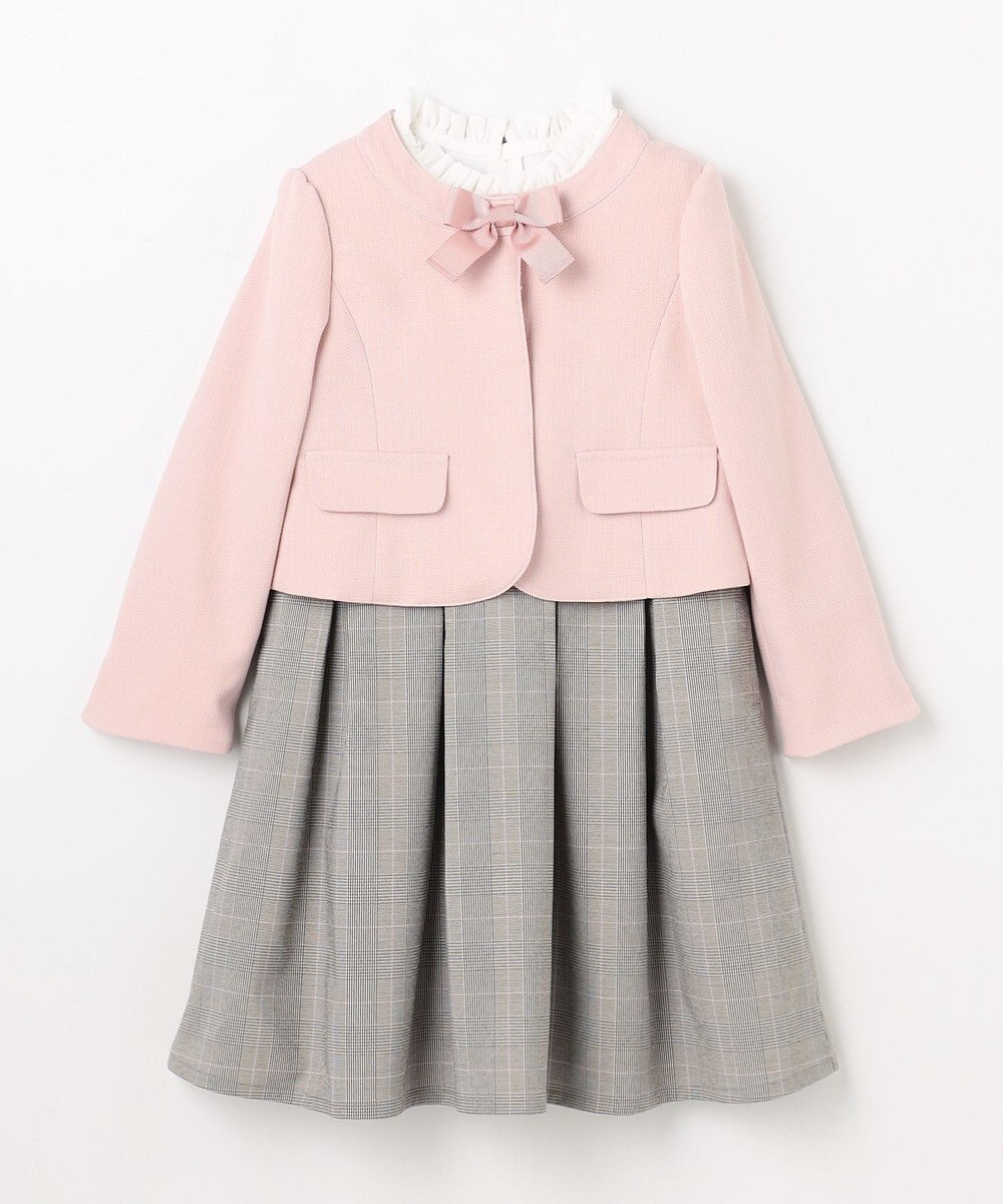 組曲 KIDS  【110-140㎝】 チェックワンピース＆ドビージャケットセット 