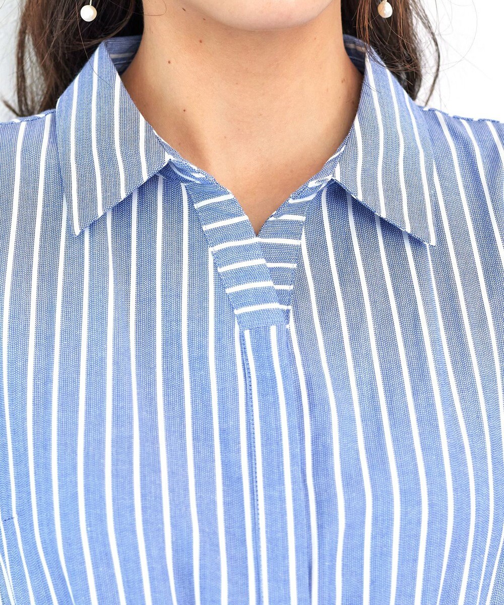 Tiaclasse L 【洗える】フレアスリーブシャツワンピース 