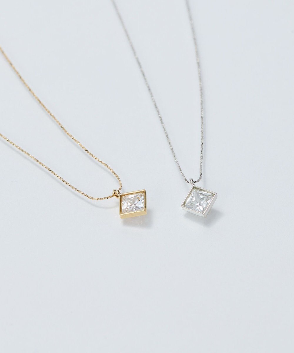 Phoebe 【金属アレルギー対応】グリマースクエアビジューネックレス/ニッケルフリー シルバー 
