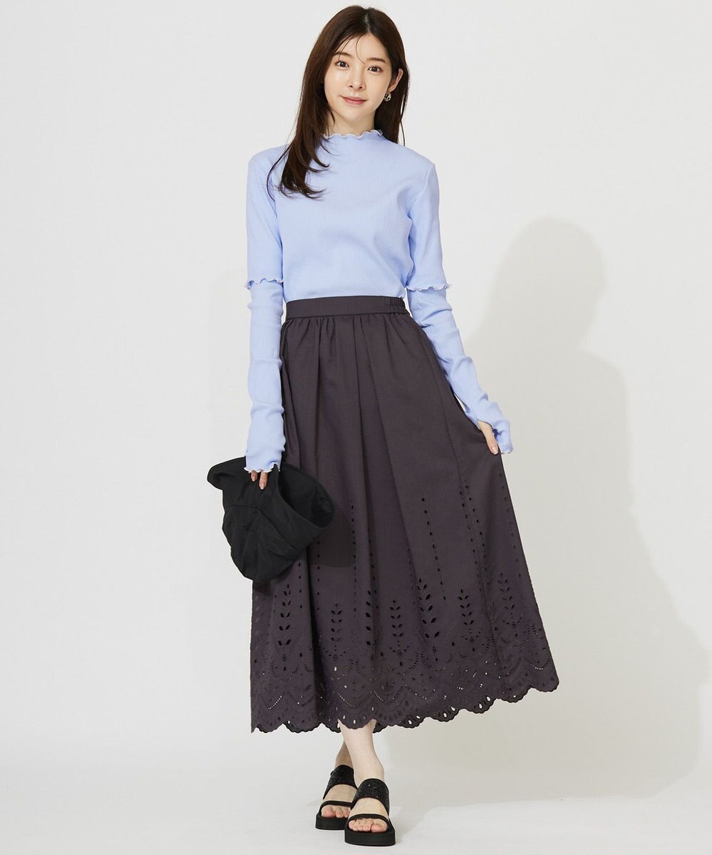 ANY SIS S 【洗える】カットワークエンブロイダリー スカート 