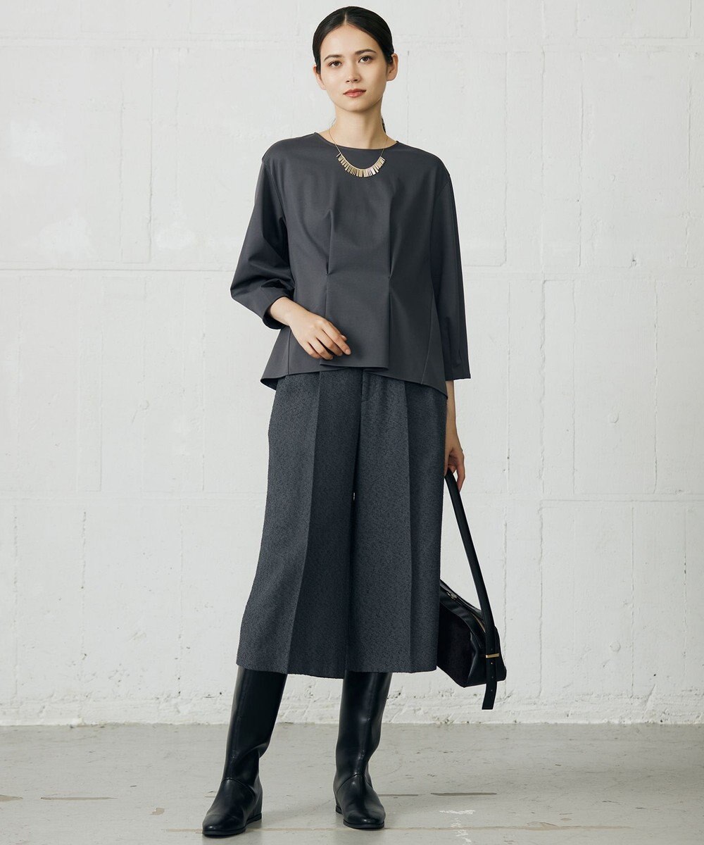 自由区 L 【17号サイズまで展開・SHIHOさん着用】ブライトリングツイード2タッククロップド パンツ 