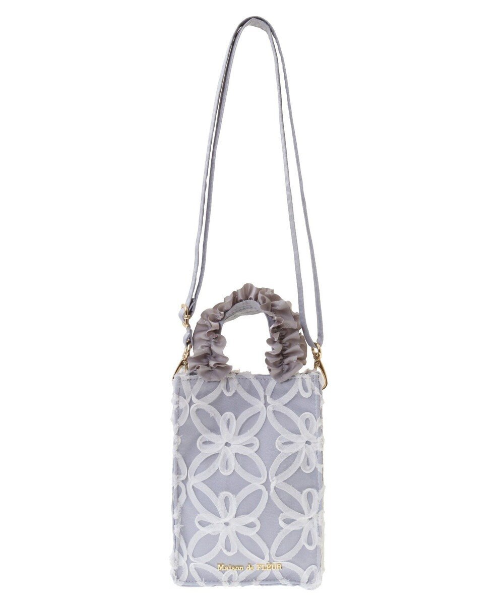 Maison de FLEUR チュールフラワーフリルミニショルダートートバッグ 