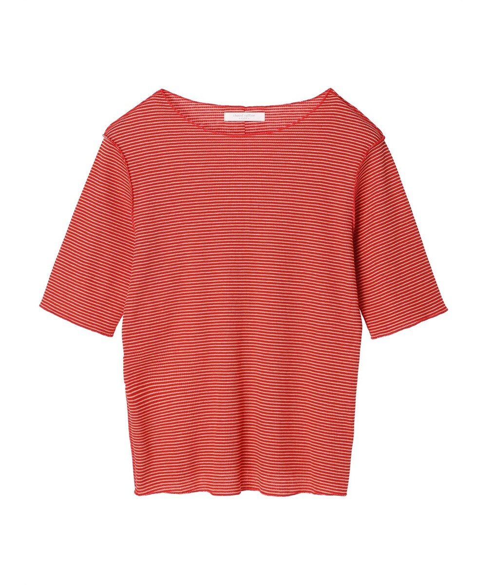 Green Parks メローリブ５分袖ボーダープルオーバー 