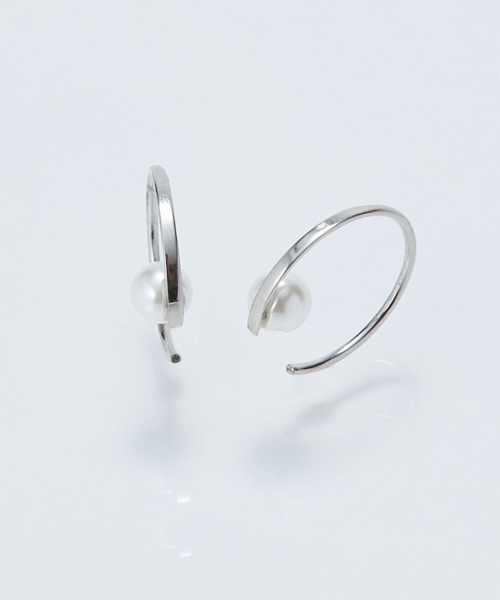 Phoebe 【金属アレルギー対応】カーブラインパールピアス/サージカルステンレス シルバー 