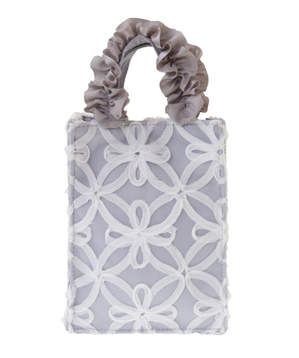 Maison de FLEUR チュールフラワーフリルミニショルダートートバッグ 
