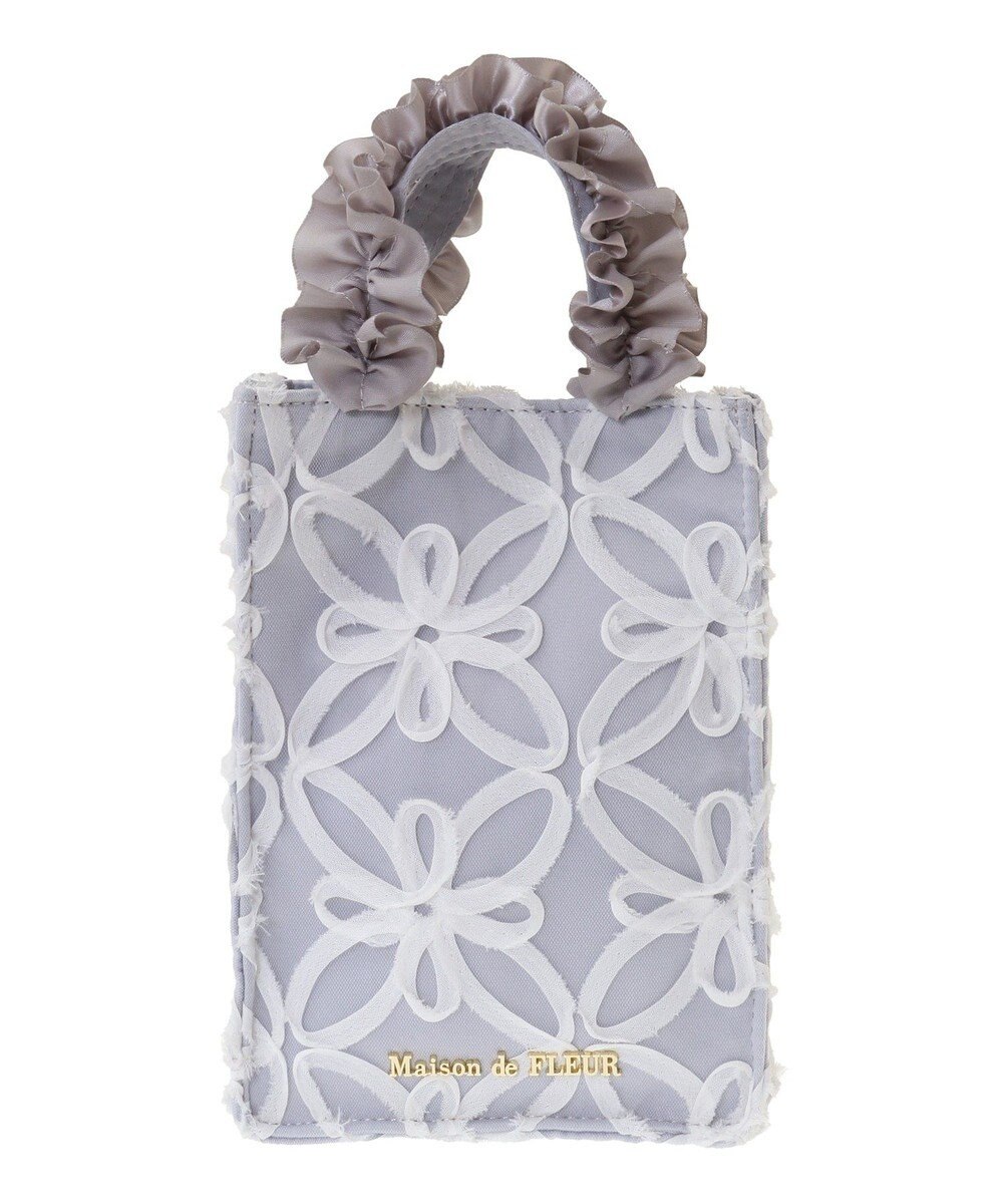 Maison de FLEUR チュールフラワーフリルミニショルダートートバッグ 