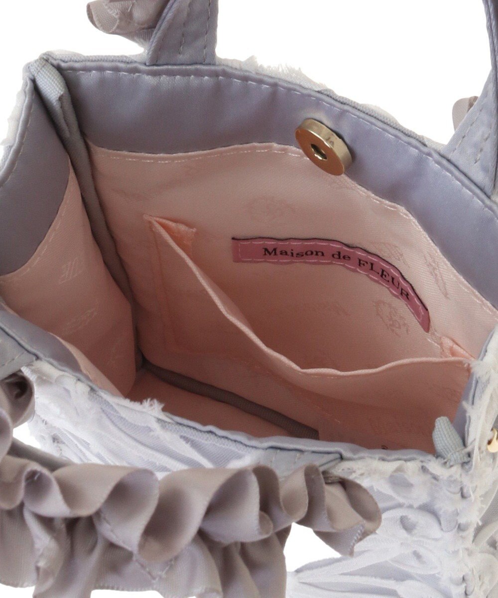 Maison de FLEUR チュールフラワーフリルミニショルダートートバッグ 