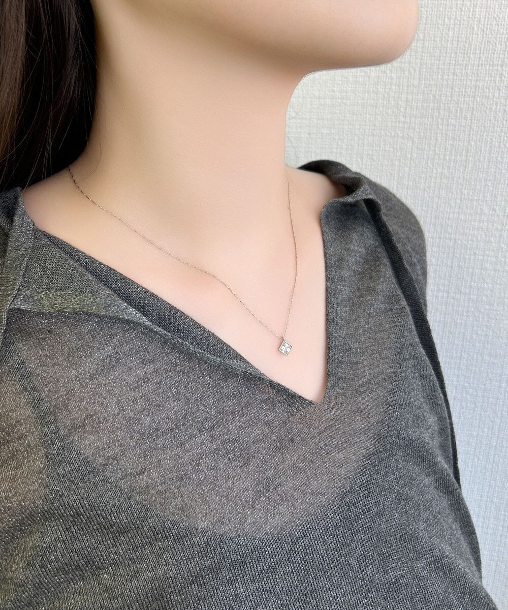 Phoebe 【金属アレルギー対応】グリマースクエアビジューネックレス/ニッケルフリー シルバー 