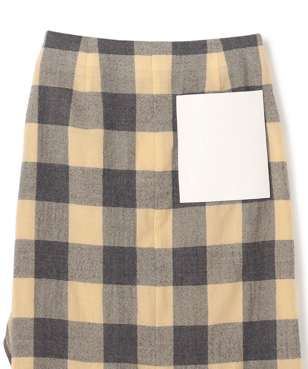 BEIGE， HOBBS / フェイクレザーポケットウールチェックラップスカート 